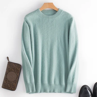 Mint Green Zocpt зимний мужской свитер, норковые кашемировые пуловеры для мужчин, Повседневная теплая одежда с круглым вырезом, новая мужская одежда, вязаный джемпер, топы - Цвет: Mint Green