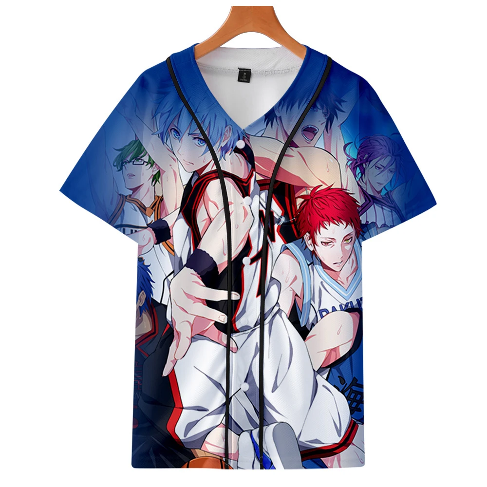 

Kuroko's Basketball Tshirt Unisex 3D V-Neck Baseball Tshirt Summer Short Sleeve Casual Streetwear 2020 Japanese Anime Clothes