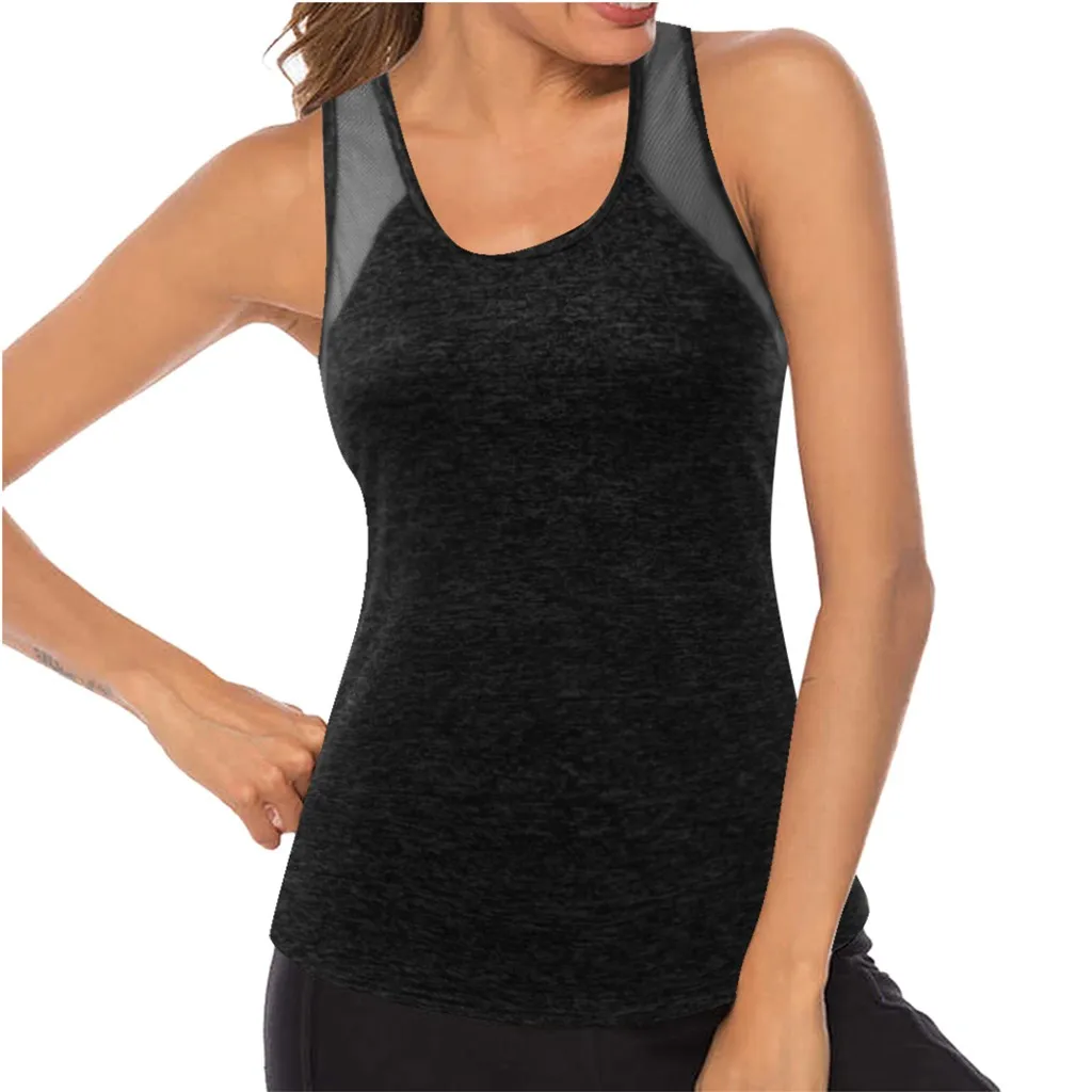 Женские рубашки для йоги тренировочные дышащие сетчатые майки без рукавов с