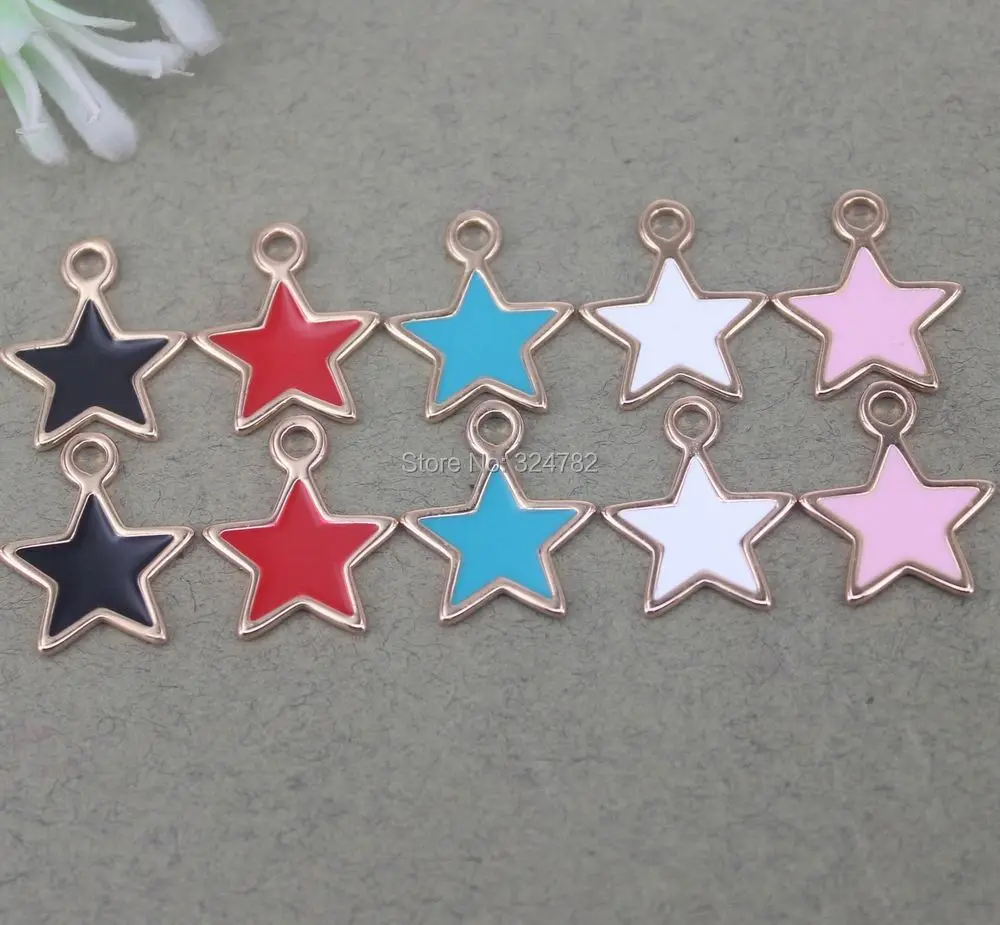 20 шт маленькие размеры эмалированные цветные звезды Шарм бусины золотые