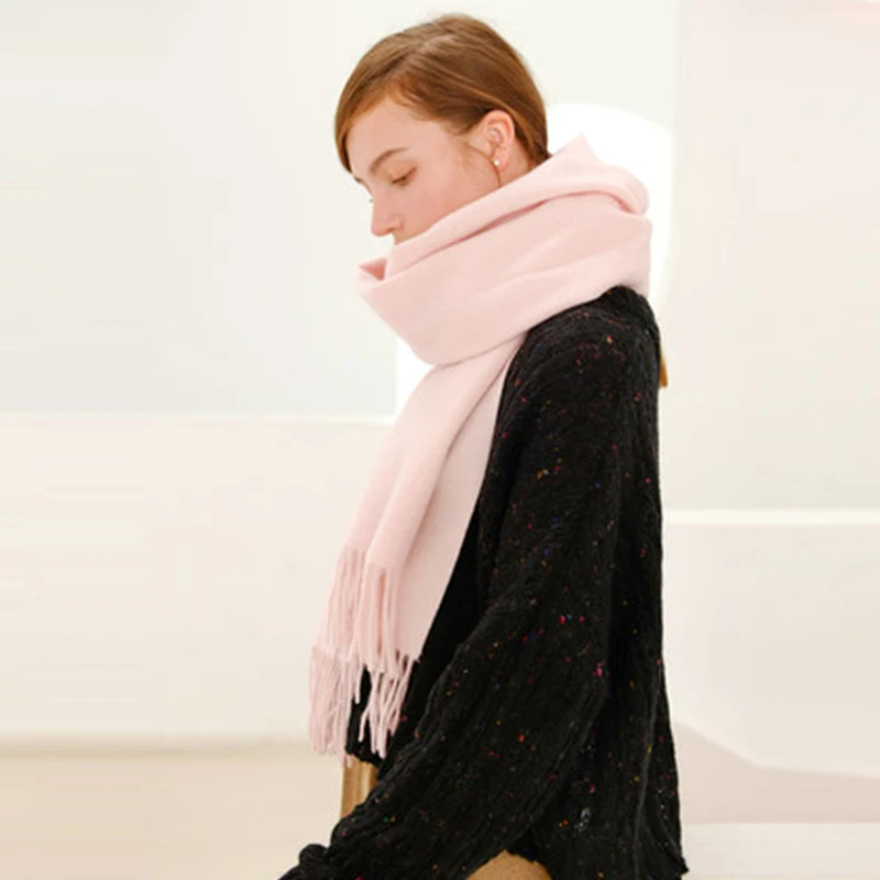 Однотонный кашемировый шарф женский модный теплый и плотный зимний для женщин