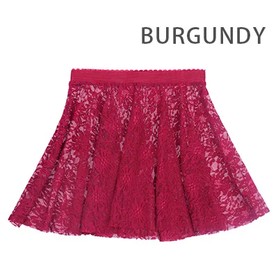 Burgundy Детские кружевные балетные юбки для маленьких девочек; Танцевальная юбка для девочек; цвет белый, черный, розовый; лирические трико; танцевальная одежда - Цвет: Burgundy