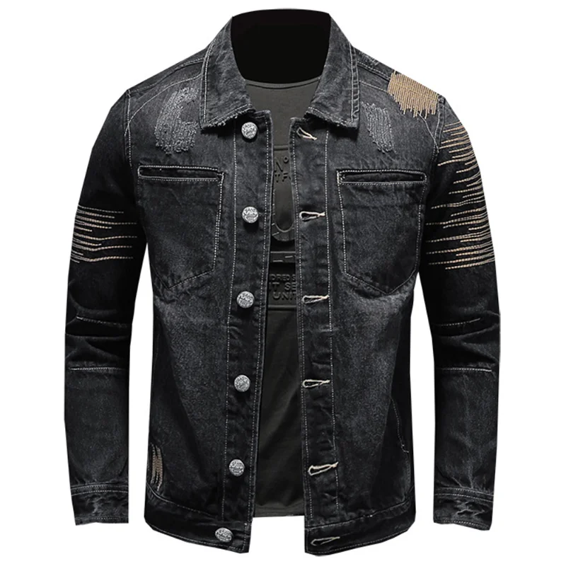 

Men 5XL Brand Bomber Denim Jacket Men and Male Casual Retro Coat Spring Clothing England Style Vintage Jeans Men's Coats