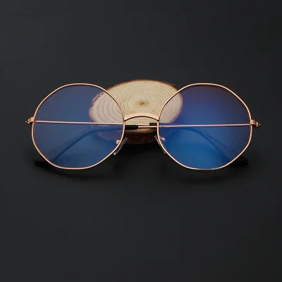 rose gold Новинка, мужские винтажные Восьмиугольные анти-синий светильник, анти блокирующий фильтр, очки, модные мужские очки для компьютера, Ретро Металлические прозрачные очки UV400 - Цвет оправы: rose gold