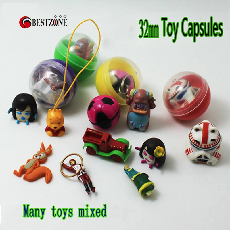 Пластиковые шарики 50 шт./лот 32 мм капсульные игрушки с резиновыми или