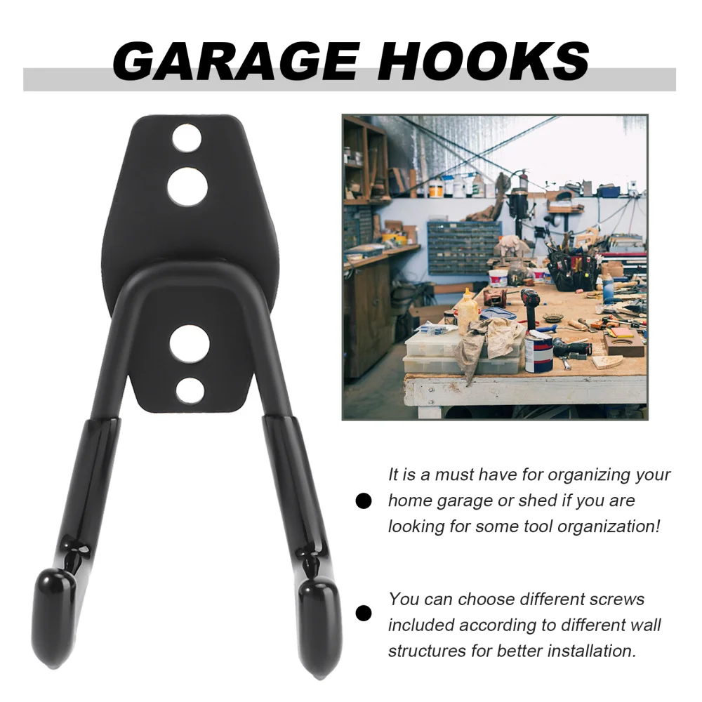 

DOITOOL 2 Pcs Garage Storage Utility Hooks Wall Mounted Hanging Hooks Metal U-Hooks Tool Organizers for Garden Tools Ladders (Bl