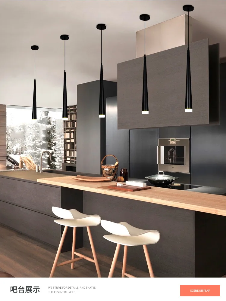 Скандинавская светодиодная люстра направленного света длинная лампа для кухни