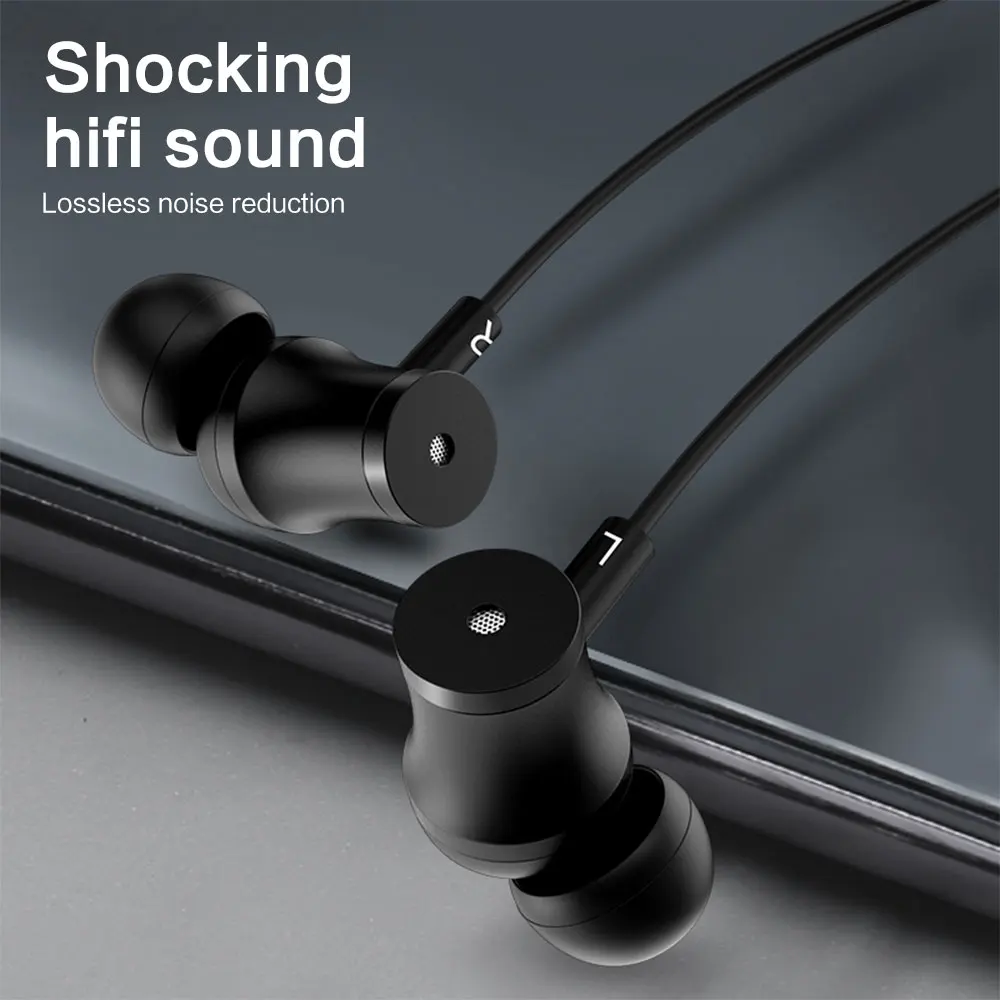 Wired Earphone HIFI 4D Stereo Suround Sound 3.5mm Plug Earbuds Metal Wire Headset Volume Control Heavy Bass Headphones | Электроника