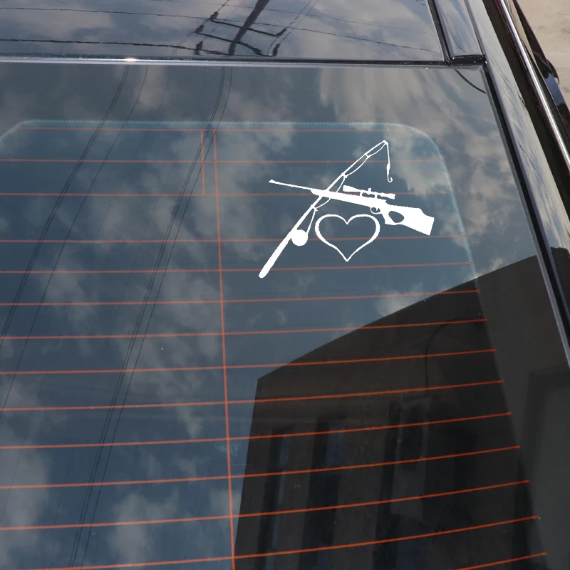 

Car Stickers Love Fishing and Hunting Decorative Car Stickers PvC16.3cm *11.2cm