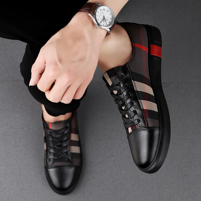 

Mens Shoes Casual Loafers Men Fashion Shoes Man Casual Flat Sneakers Leisure Sport Men's Leather For Comfortable Breathable