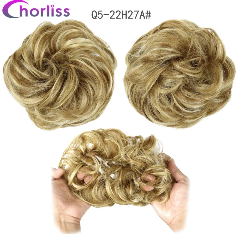 Синтетические кудрявые резинки для волос шиньон для женщин Chorliss Hair wrap Rope головной убор натуральный блонд коричневый поддельные волосы булочки аксессуары - Цвет: 22H27A