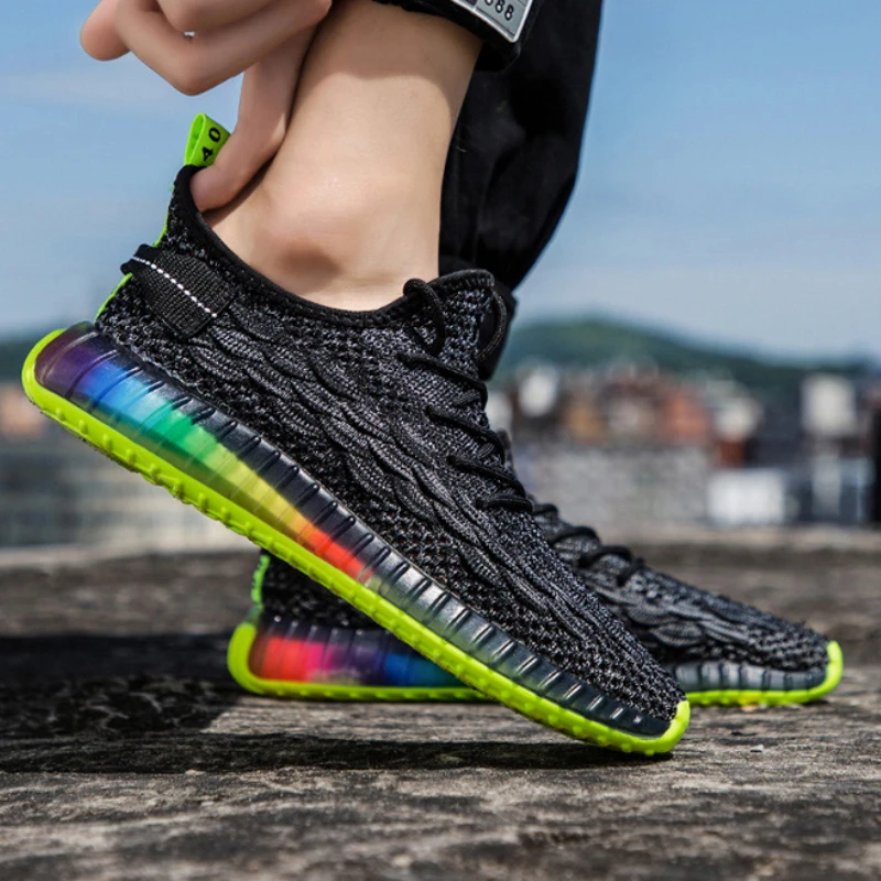 2019 New Men Sneakers Breathable Lace-up Casual Shoes Brand Male Kanya West Colorful Bottom Fish Scales Veins | Обувь