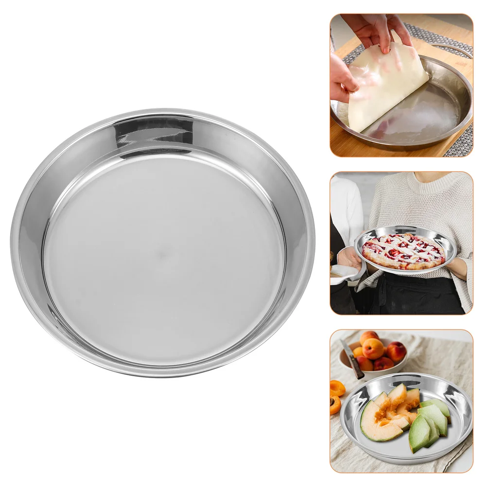 

4Pcs Creative Stainless Steel Plates Food Dishes Dessert Plates (Silver)