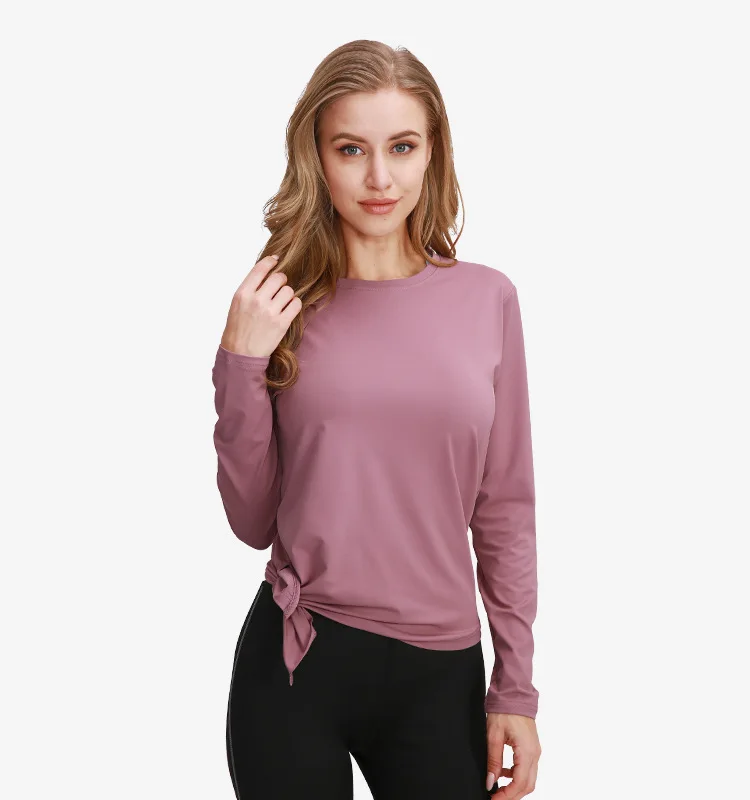 

Running Yoga T-shirt Women Long Sleeve Loose Elastic Quick Dry Fitness Outdoor Sports Summer Autumn