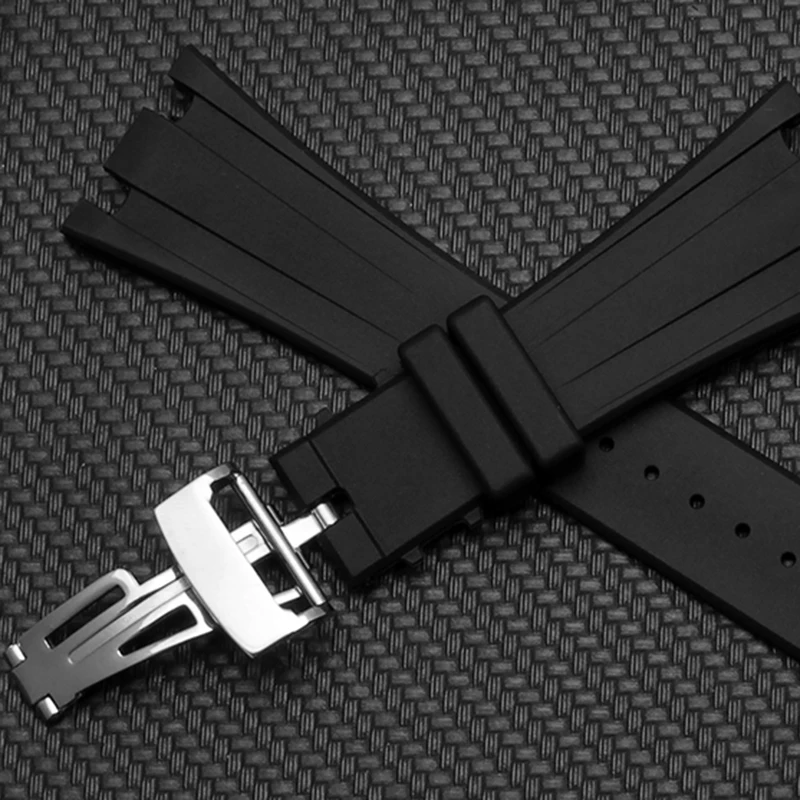 

Audemars watch with silicone strap, watch with brand rubber bracelet with butterfly buckle 28mm Men's silicone watch strap belt