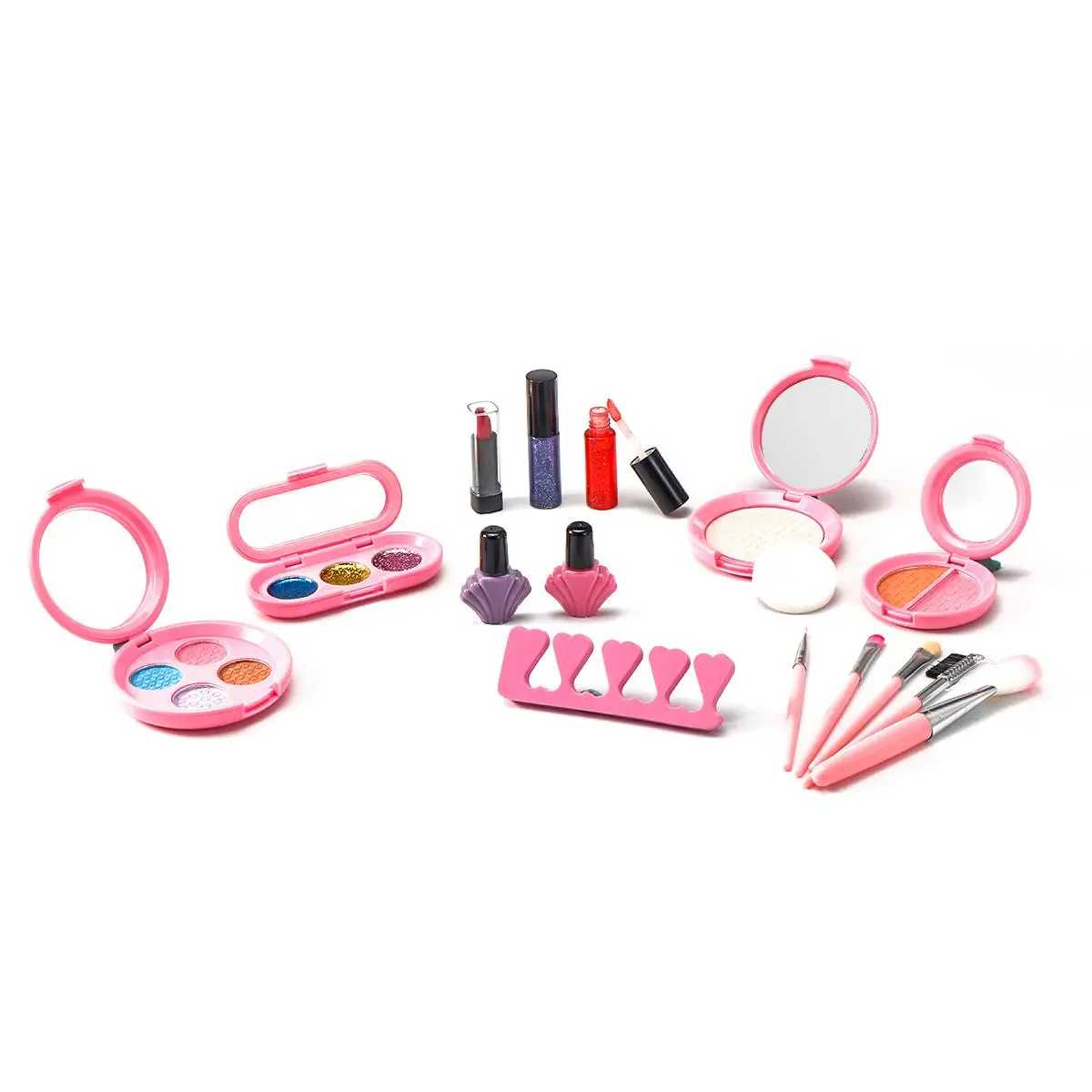 

Детский набор для макияжа для девочек, 17 шт., настоящая моющаяся игрушка для макияжа, косметичка для маленьких девочек, набор косметики, лак ...
