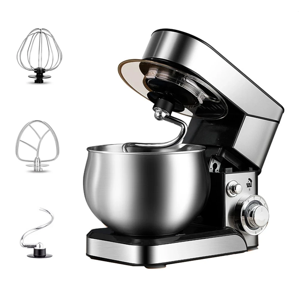 

1200W Electric Whisk multifunction Food Processor Mixer 5.5L Silent Kneading 6 Speed with Stainless Steel Bowl Dough Machine