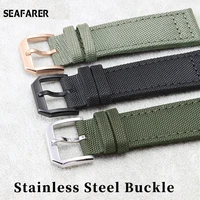20mm 21mm 22mm nylon canvas fabric watch band for iwc pilot spitfire timezone top gun strap green black belts wristwatch straps