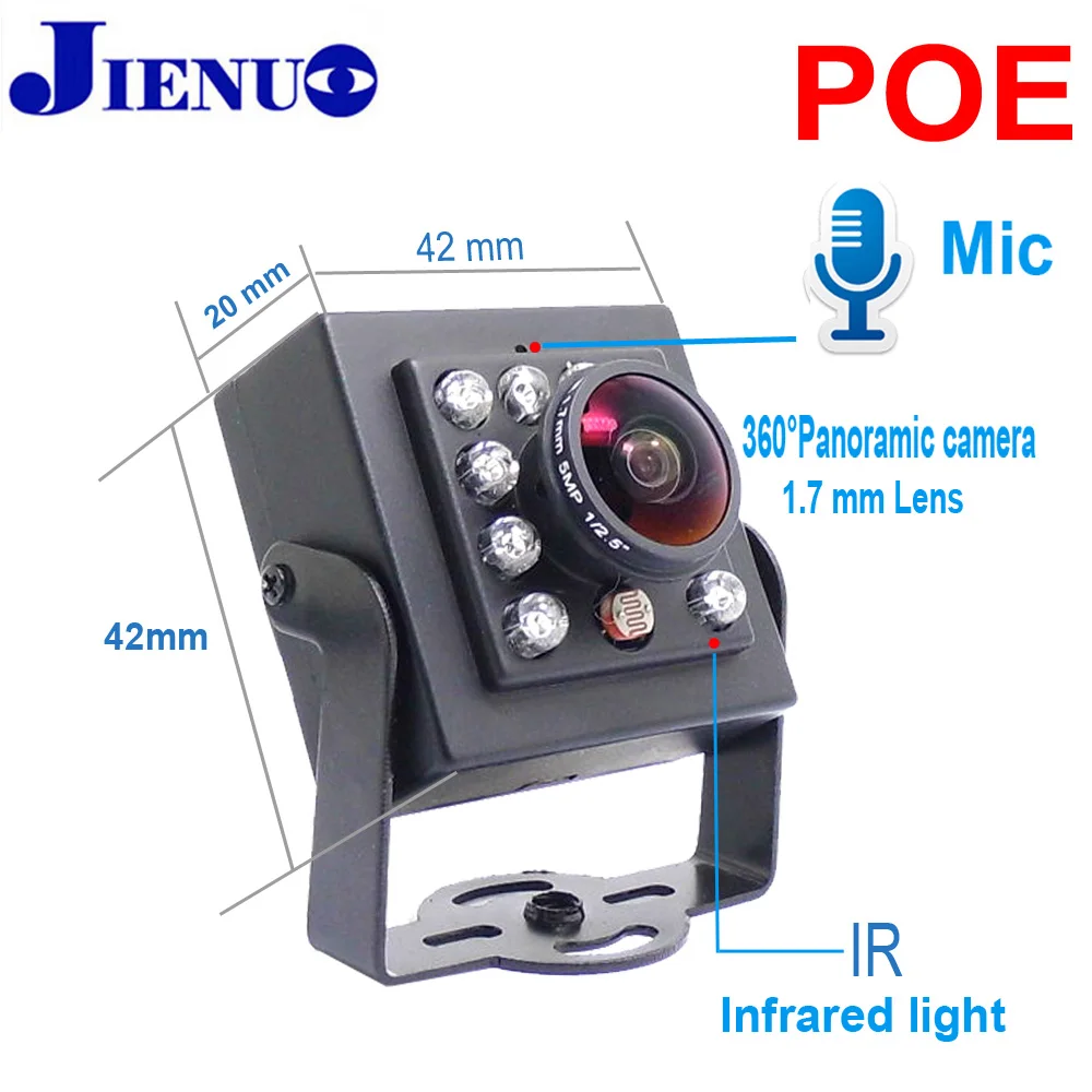 

Mini Panoramic POE Camera Ip Night Vision Infrared 1080P Audio Cam 1.7mm Lens Cctv Security Surveillance Home Camera IP Xmeye