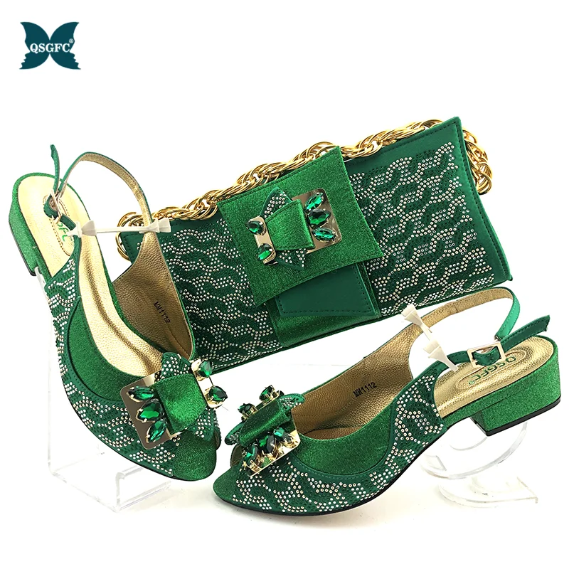 Итальянские вечерние туфли и сумочка в комплекте Женские свадебные с пряжкой