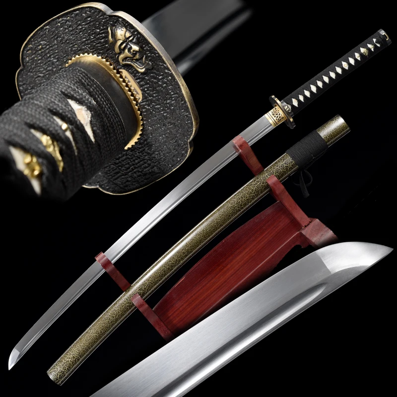 

1060 Carbon Steel Blade Japanese Katanas Real Handmade Full Tang Swords with Ghost Brass Tsuba Japonesa Catanas Home Decor Craft