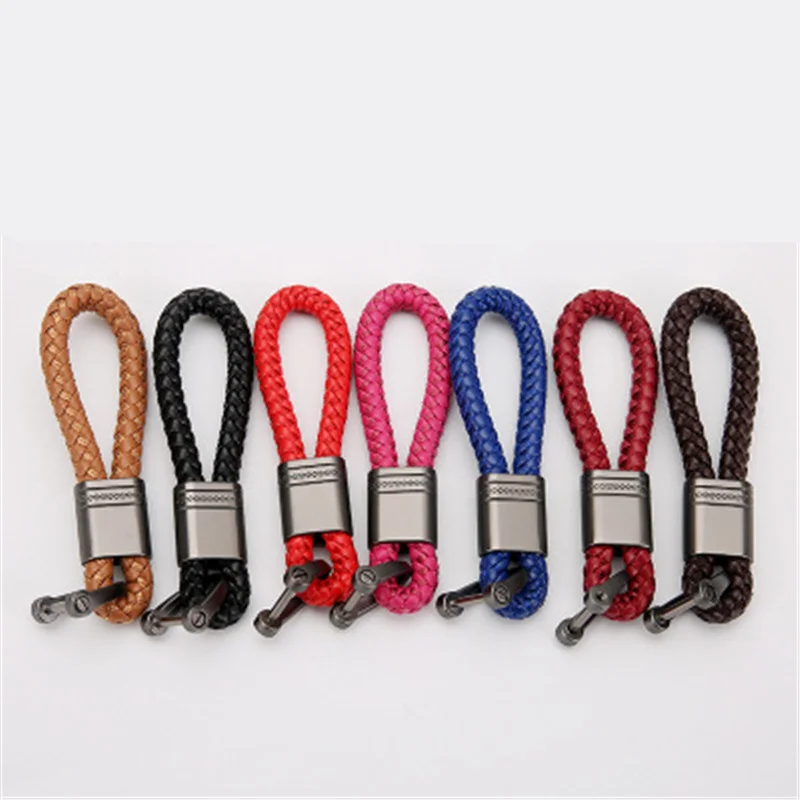 

1 Pcs New High Grade Automotive Key Chains Woven Leather Rope Automobiles Keys Buckle Men Women for Vehicle Keyfob Supplies