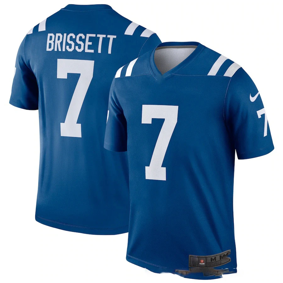 

Bilok Embroidery American Football Jersey Indianapolis Colts 7# Brissett Fans Wear Men Women Kid Youth Blue Rugby Jersey