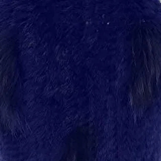 Royal Blue VISI HOP/модное Стильное женское пончо с натуральным кроличьим мехом, Вязаная Шаль, качественная накидка VS5201 - Цвет: Royal Blue