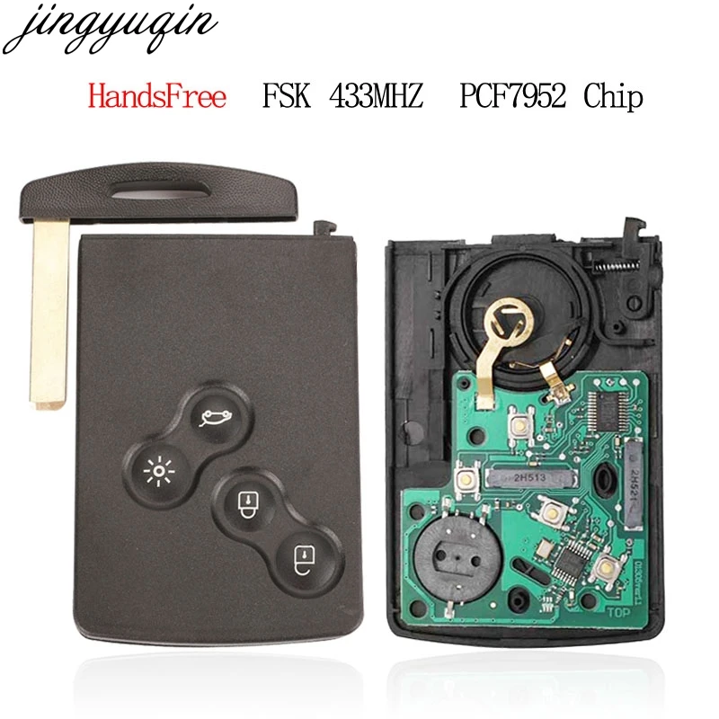 Bilchave 5 шт. смарт карта без ключа дистанционного FSK PCF7952 433 МГц для Renault Megane III Fluence