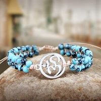 reiki om mala beaded bracelet tree of life natural stone string braided bracelets healing bangles meditation bohemian jewelry