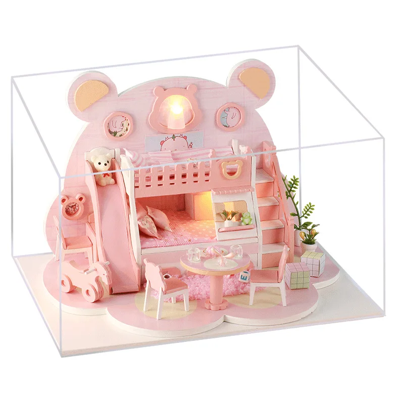 

Doll House Wooden Furniture Diy House Miniature Box Puzzle Assemble 3D Miniaturas Dollhouse Kits Toys For Children Birthday Gift