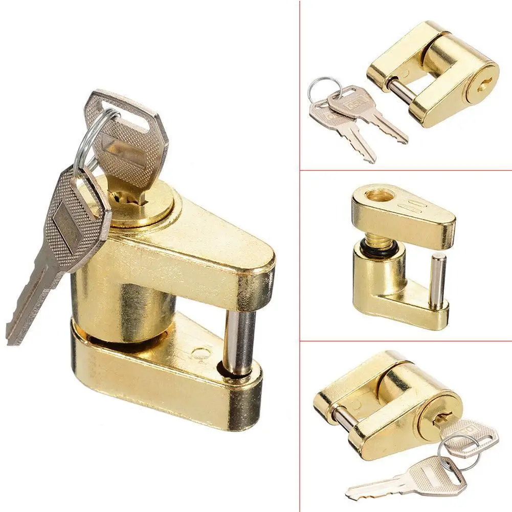 

Zinc Alloy Trailer Hitch Coupler Lock For Locking Hauling Security Towing Tow Bar 2 Keys Rust-resistance Anti-theft Hard-wearing