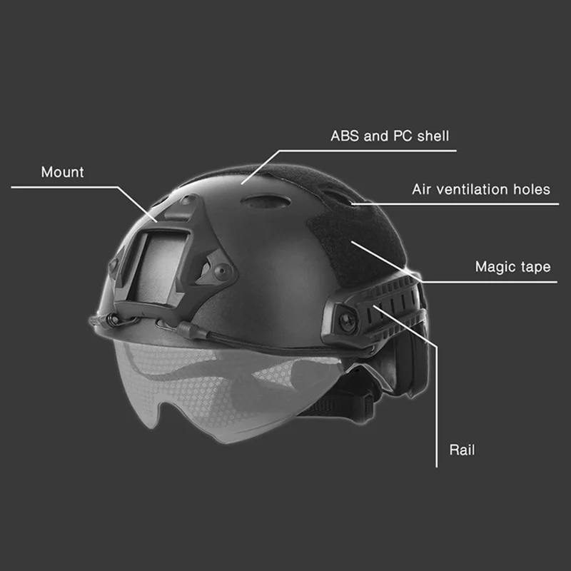 

Outdoor Helmet Helmet Outdoor CS Airsoft Paintball Base Jump Helmet Protector 55-59cm