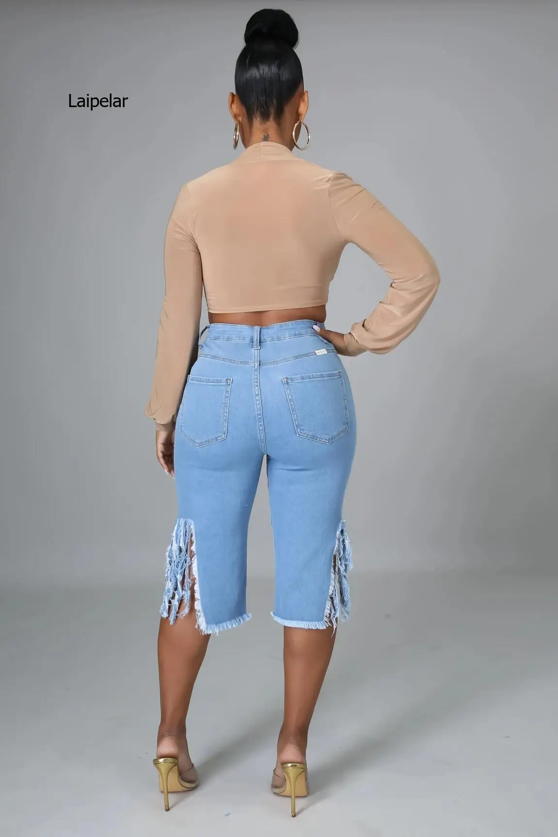 Узкие брюки с высокой талией брюки-футляр отверстиями специальный дизайн