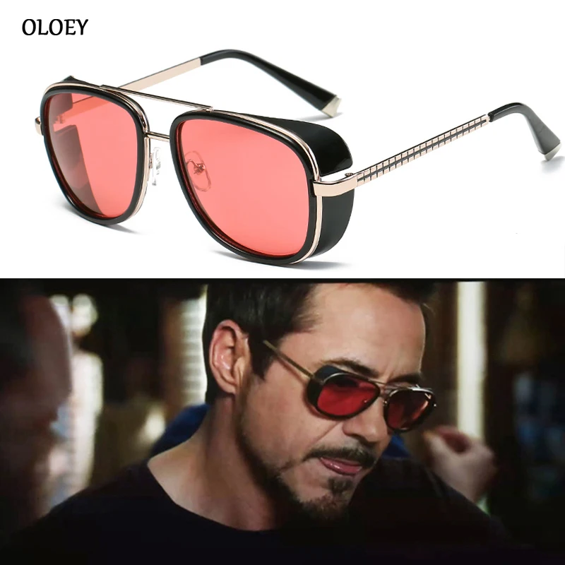 TONY stark солнцезащитные очки для мужчин Rossi покрытие Винтаж дизайнер стимпанк Солнцезащитные очки Samjune Железный человек 3 очки с квадратной оправой Oculos Gafas de