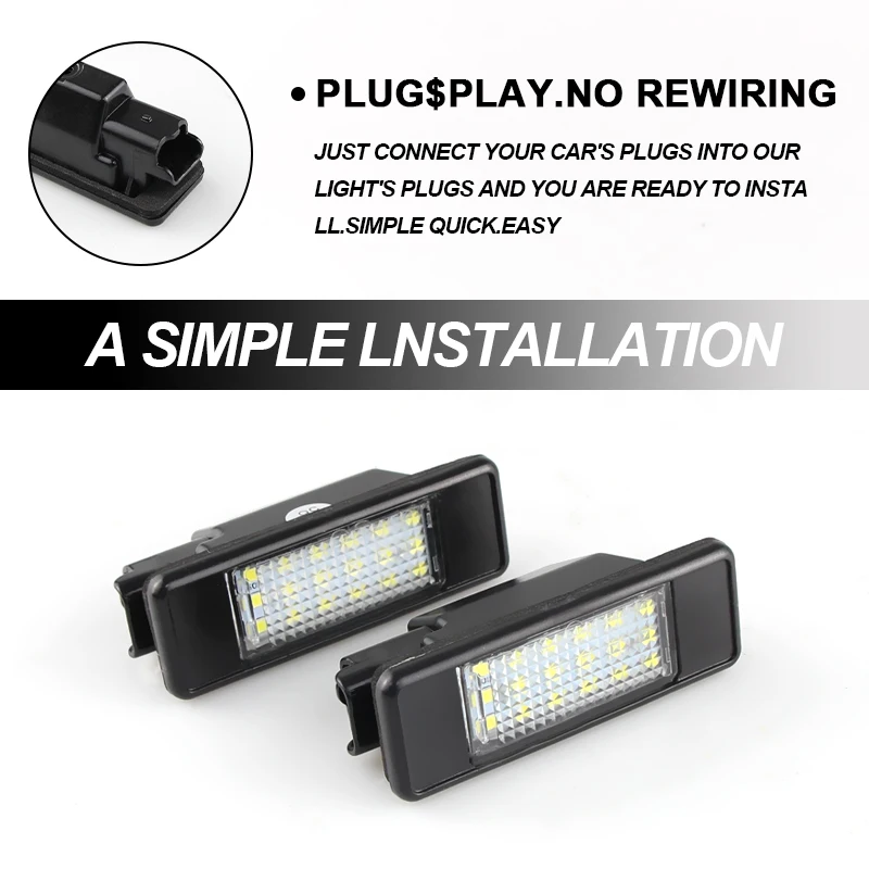 

2 шт. освещение номерного знака Canbus для Citroen C2 C3 C5 C6 C8 для Peugeot 106 1007 207 307 406 407 607 лампа номерного знака