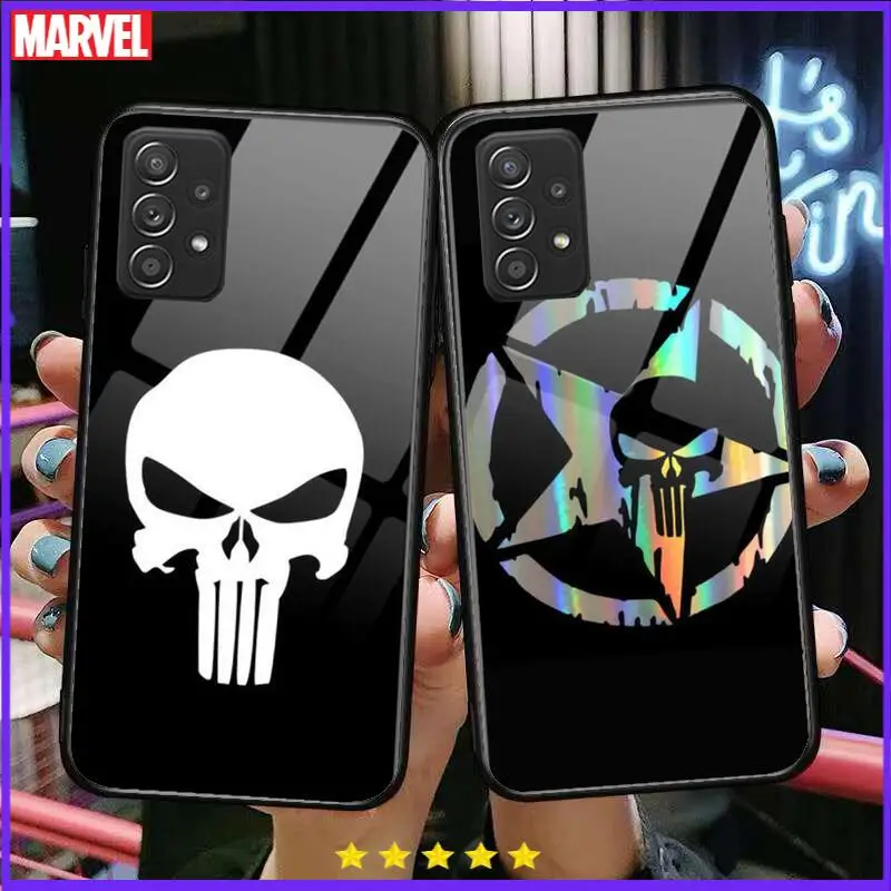 

Punisher Marvel Frank Castle Tempered Glass Case Phone For Samsung Galaxy A51 A71 A60 A70S A70 A80 A21S A41 A20E A50 A30S 5g A32