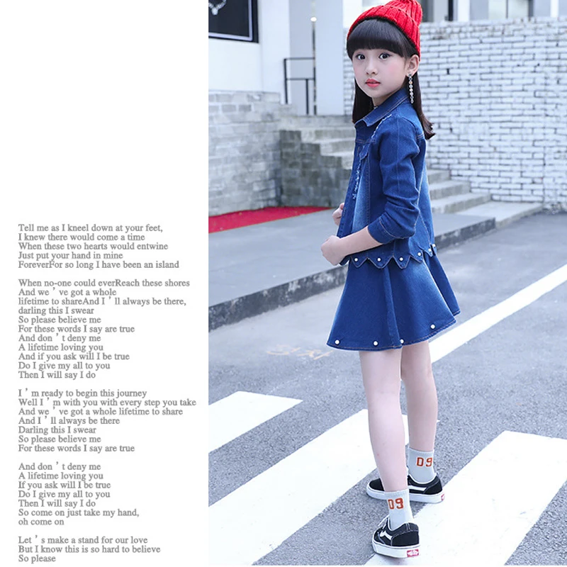 Одежда для девочек джинсовая модная спортивная куртка из трех предметов +