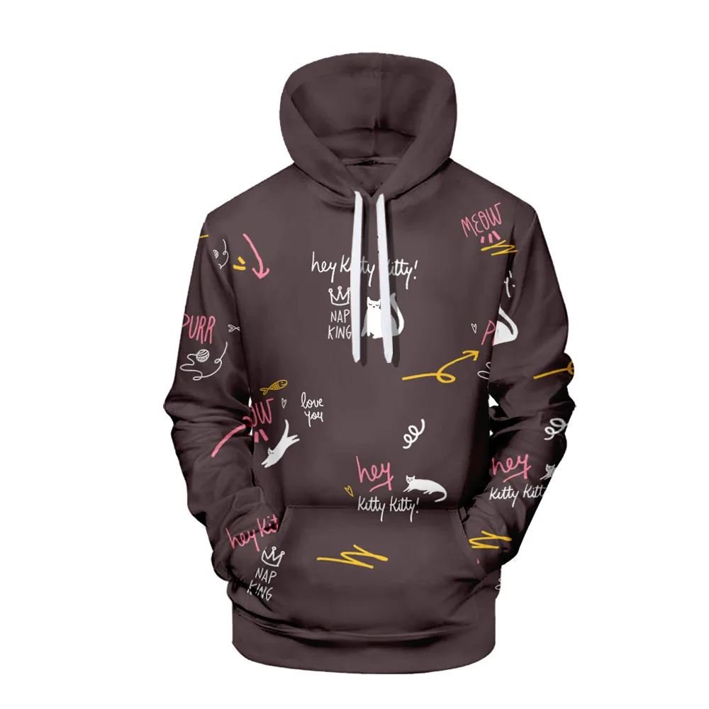 

Men'S Clothing Graffiti Hand-painted Creative Printing Digital Pullover 3D Drawstring Hooded