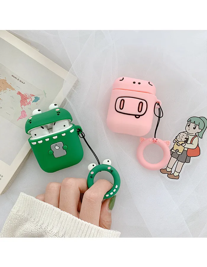 Новинка хит продаж милый мультяшный чехол для наушников Airpods Apple защитный лягушка