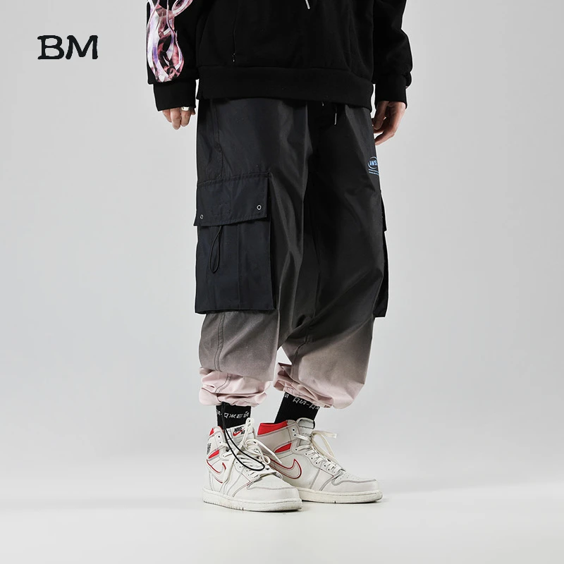 Fashion Gradient Reflective Pants Men High Quality Running Joggers Kpop Korean Style Trousers Hip Hop Streetwear Harem | Мужская одежда