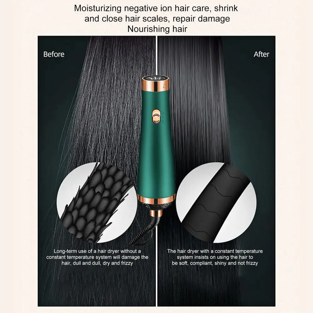 

3 In 1 Portable Hair Dryer Adjustable Hot Air Brush Comb High-power Hair Dryer Curling Iron Straightener Inner Buckle Fluffy