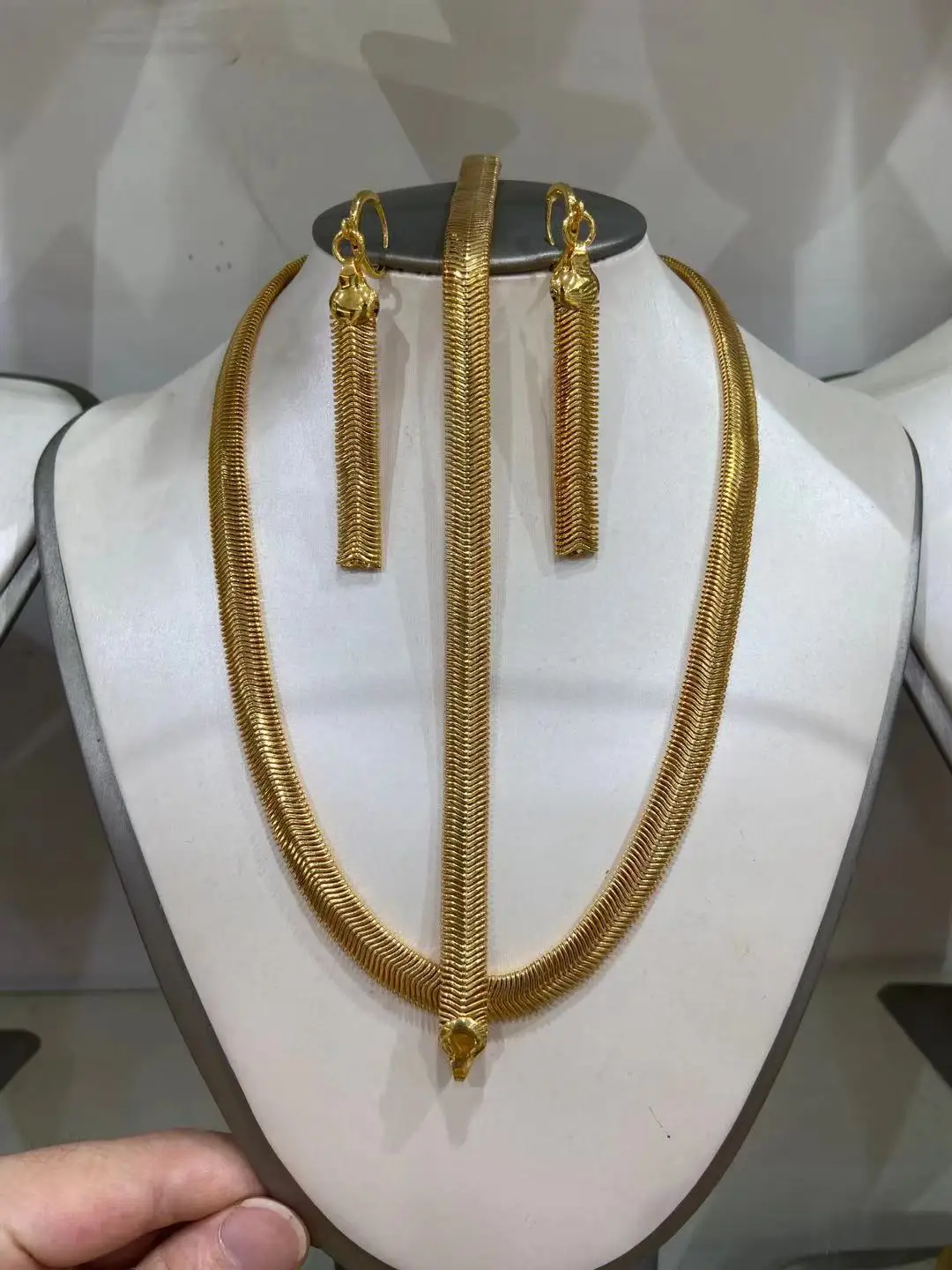 Дубай 24k золотые большие ювелирные наборы женские свадебные длинные ожерелья |