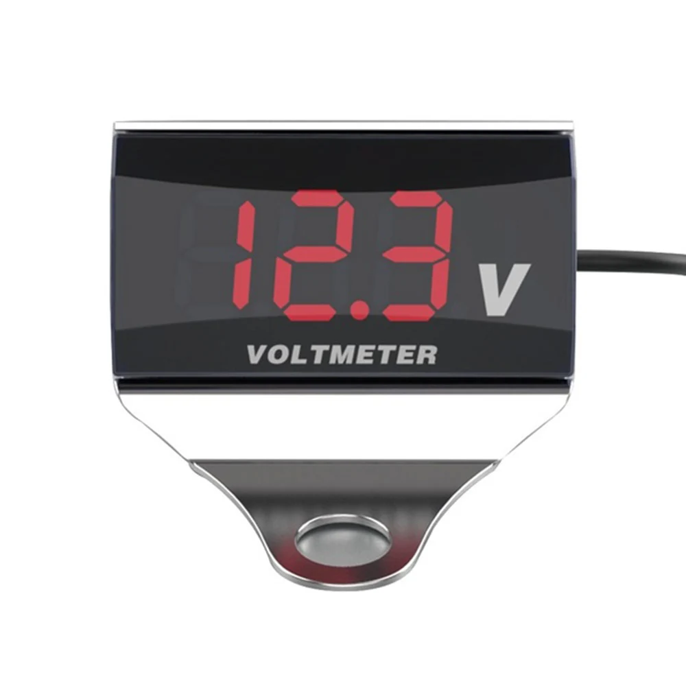Red silver Bracket 10 V-150 V вольтметр Автомобиль Мотоцикл цифровой светодиодный Дисплей вольтметр Водонепроницаемый транспортного средства п вольтметр с кронштейном - Цвет: Red silver Bracket