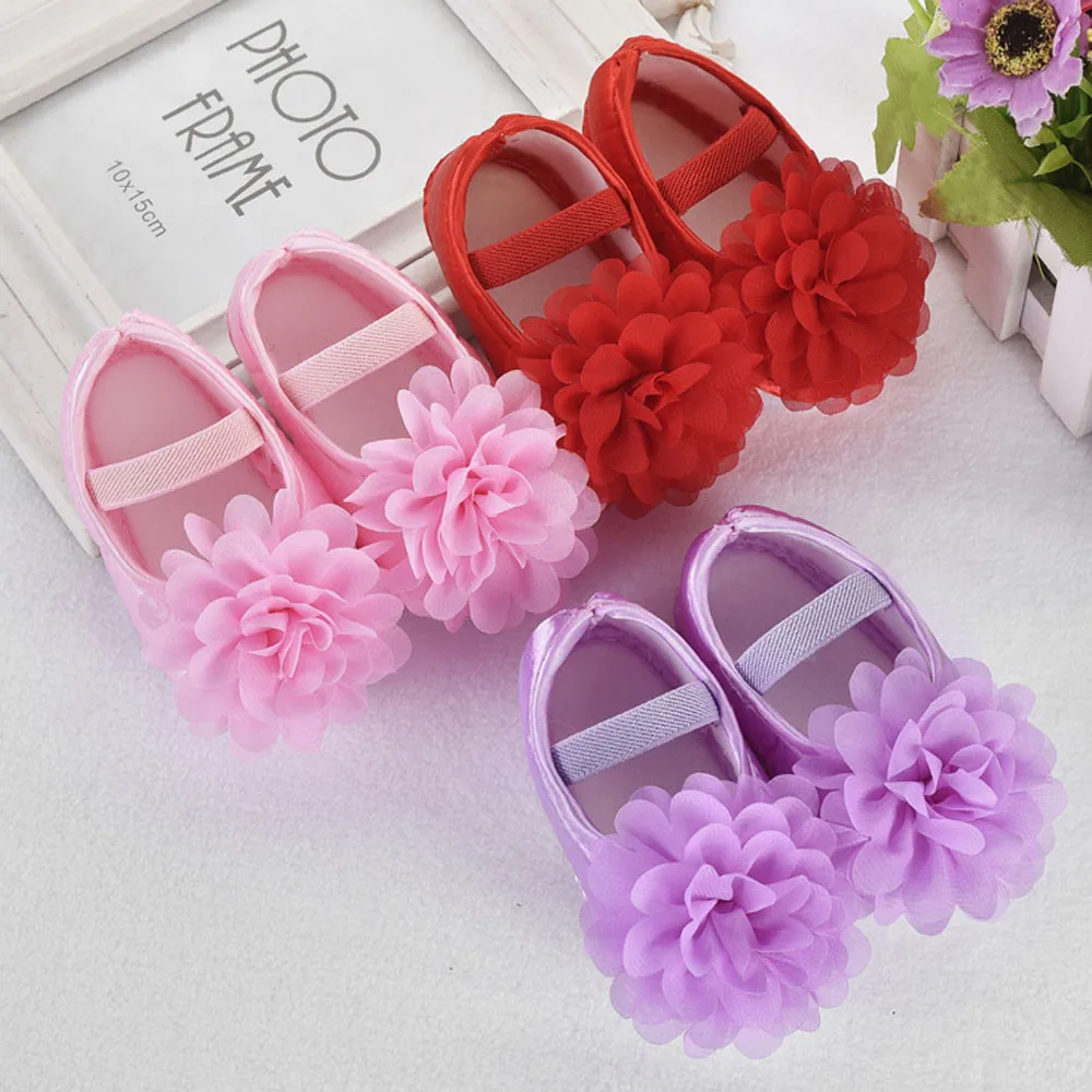 Toddler Shoes Kid Baby Girl Chiffon Flower Elastic Band Newborn Solid Walking Spring Autumn First Walkers 0-18M Niechodki |