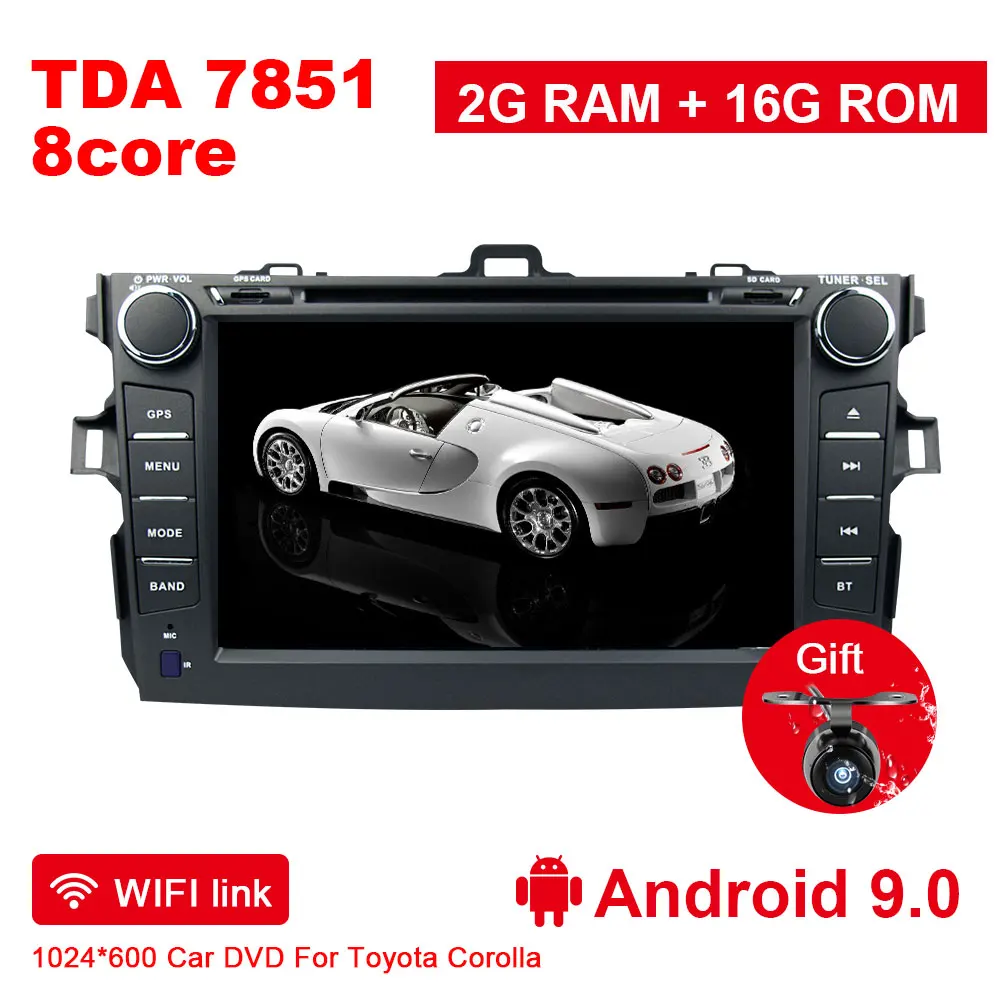 2G 16G Android 9.0 Eunavi 2 Din Android 9,1 Автомобильный Dvd плеер для Защитные чехлы для сидений, сшитые специально для Toyota Corolla 2007 2008 2009 2010 2011 в Dash радио Gps Видео Wi-Fi и Bluetooth - Цвет: 2G 16G Android 9.0