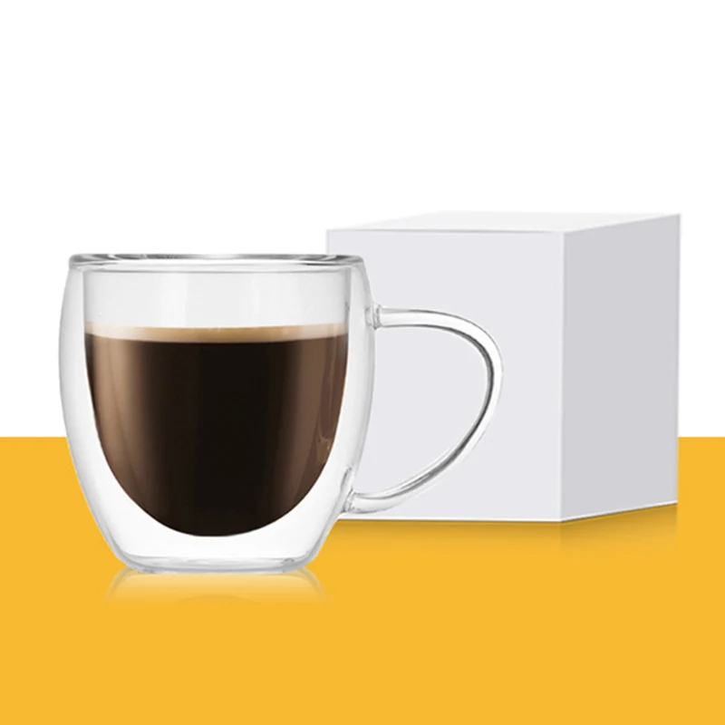 1 шт. кофейная кружка термостойкая прозрачная из двойного стекла для чая молока
