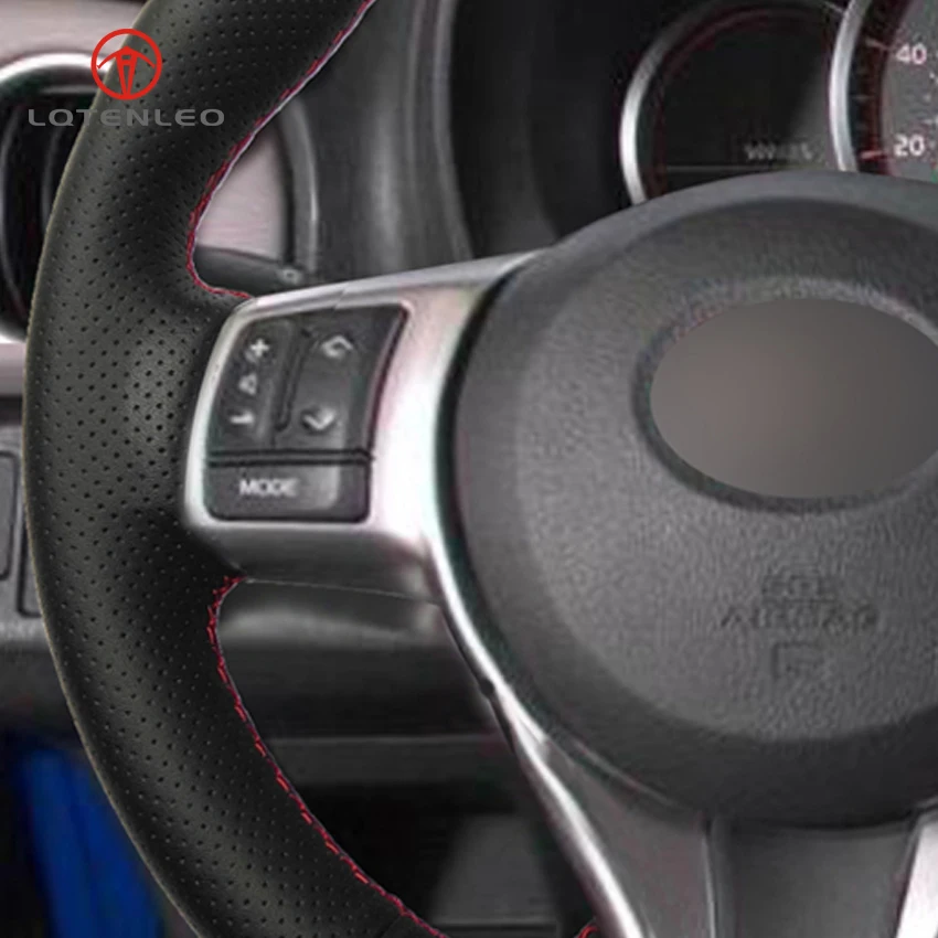 

LQTENLEO Black Artificial Leather Hand-stitched Car Steering Wheel Cover for Toyota Yaris 2012-2019 Subaru Trezia 2011-2015