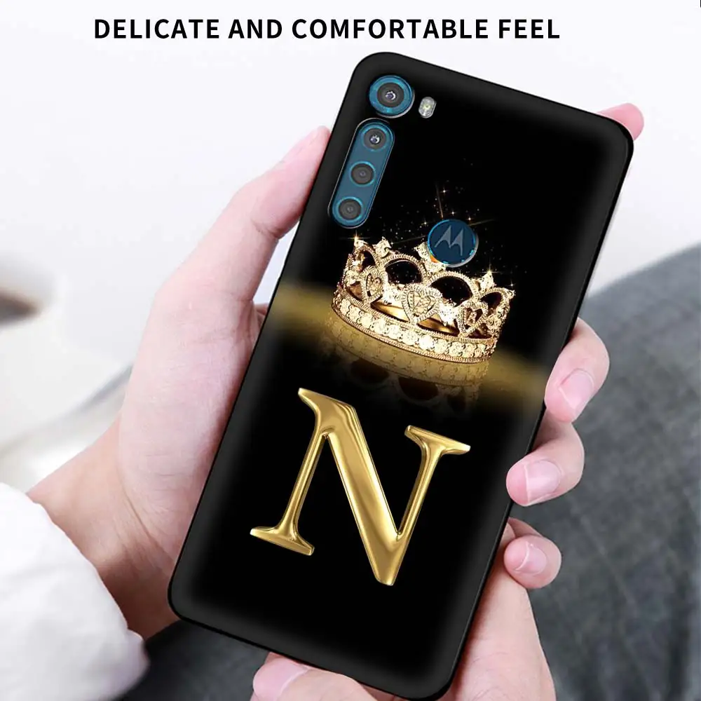 

Phone Case For Motorola One Fusion G9 Play G8 Power Edge Plus E6s G Stylus Black Soft Mobile Cover Hot Gold Letter