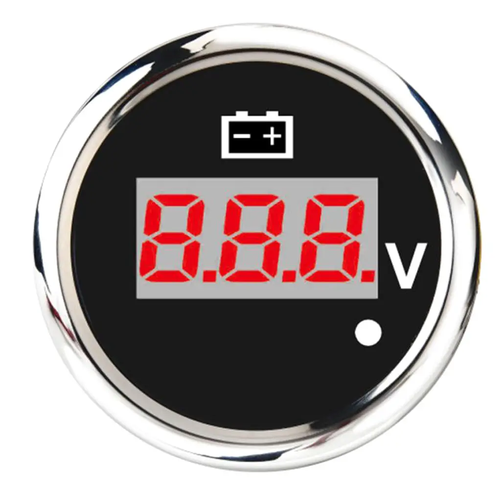 

2 inch (52mm) Display Voltmeter Waterproof for Car Motorcycle Truck Boat Marine, Black Dial